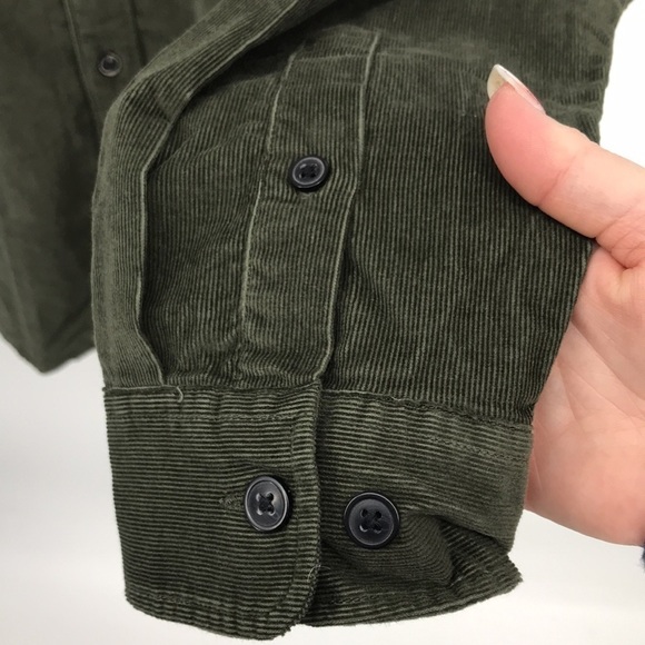 Selected Homme Regular Fit Military Green Corduroy Shirt Sz 18 Neck - Picture 4 of 11